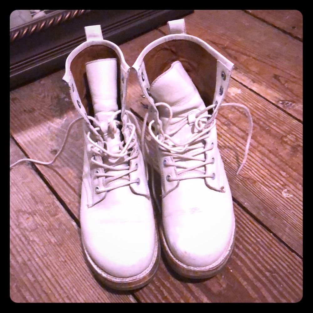 Frye Veronica White Combat Boots
